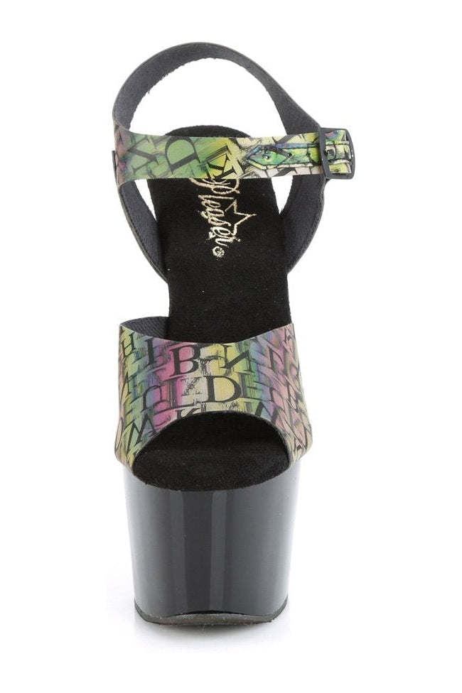 Pleaser ADORE-708N-LTP Sandal in Green Faux Leather