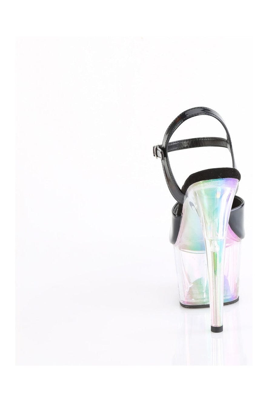 Pleaser ADORE-709HT Black Hologram Sandal in Black Hologram