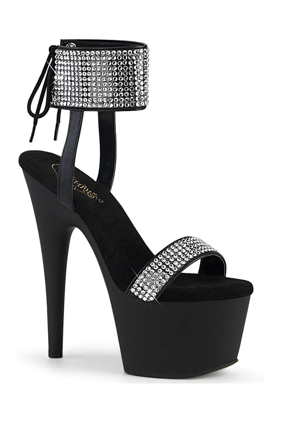 Pleaser ADORE-770 Black Faux Leather Sandal in Black Faux Leather from SexyShoes.com