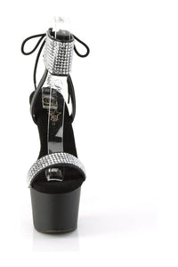 Pleaser ADORE-770 Black Faux Leather Sandal in Black Faux Leather