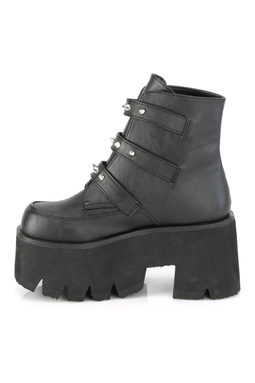 Demonia ASHES-55 Black Vegan Leather Ankle Boot in Black Vegan Leather