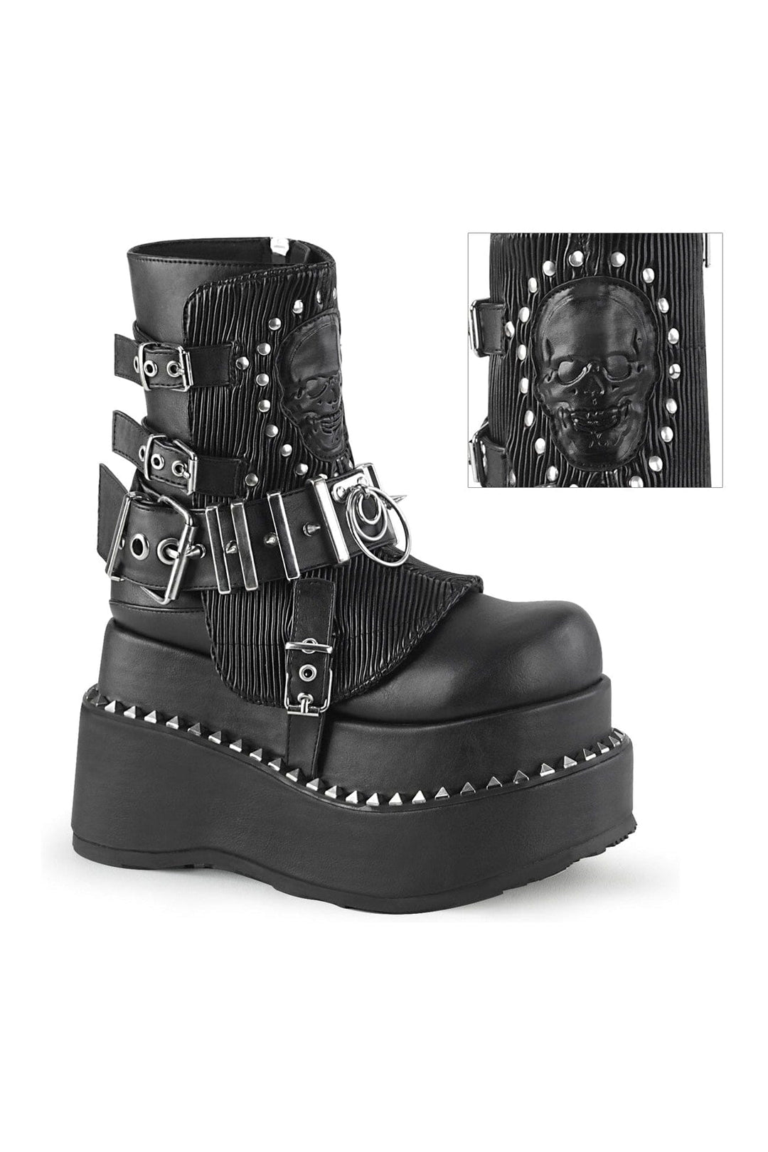 Demonia BEAR-150 Black Vegan Leather Ankle Boot in Black Vegan Leather from SexyShoes.com