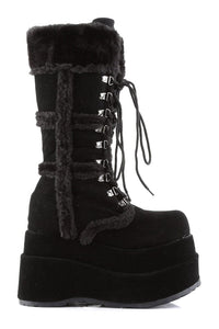 Demonia BEAR-202 Black Vegan Leather Knee Boot in Black Vegan Leather