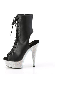Pleaser BEJEWELED-1016-6 Black Faux Leather Ankle Boot in Black Faux Leather