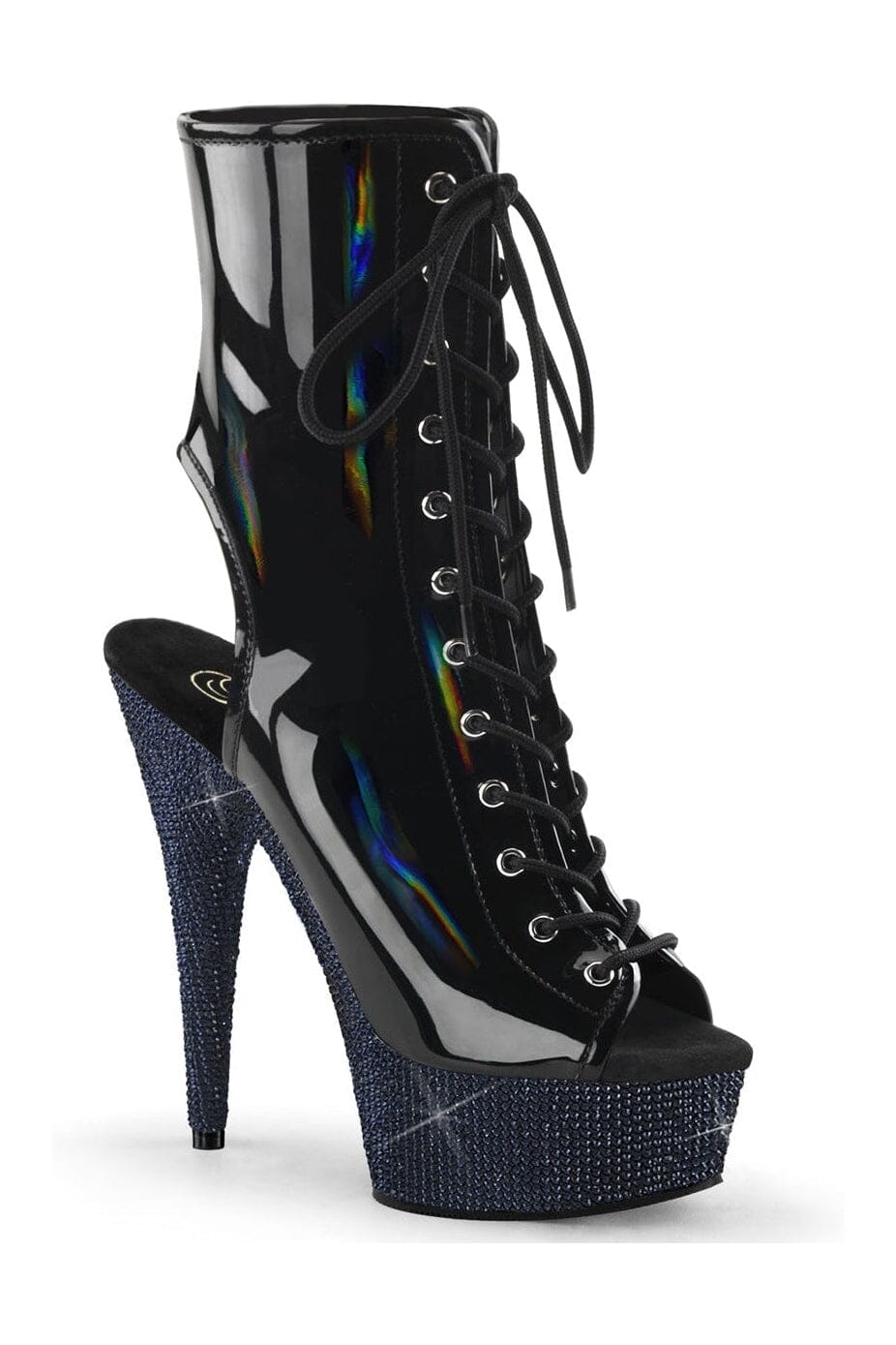 Pleaser BEJEWELED-1016-6 Black Patent Ankle Boot in Black Patent from SexyShoes.com