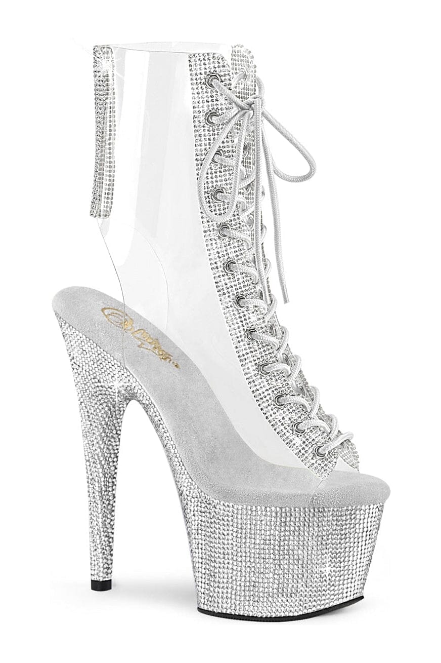 Pleaser BEJEWELED-1016C-2-7 Clear Vinyl Ankle Boot in Clear Vinyl from SexyShoes.com
