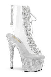 Pleaser BEJEWELED-1016C-2-7 Clear Vinyl Ankle Boot in Clear Vinyl from SexyShoes.com