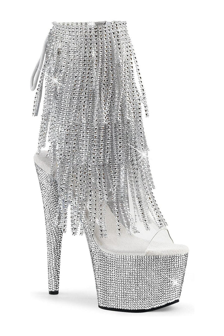 Pleaser BEJEWELED-1017RSF-7 Clear Vinyl Ankle Boot in Clear Vinyl from SexyShoes.com