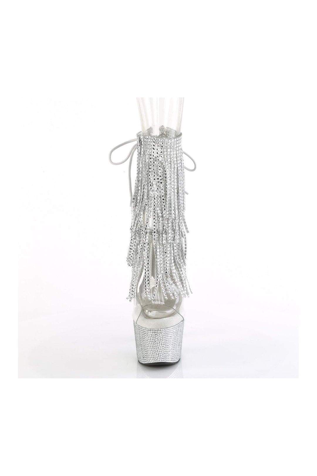 Pleaser BEJEWELED-1017RSF-7 Clear Vinyl Ankle Boot in Clear Vinyl