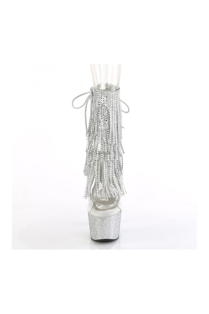 Pleaser BEJEWELED-1017RSF-7 Clear Vinyl Ankle Boot in Clear Vinyl