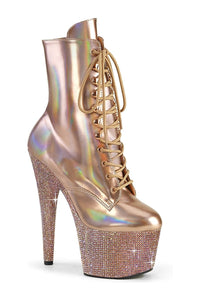 Pleaser BEJEWELED-1020-7 Rose Gold Patent Ankle Boot in Rose Gold Patent from SexyShoes.com