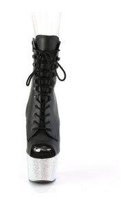 Pleaser BEJEWELED-1021-7 Black Faux Leather Ankle Boot in Black Faux Leather