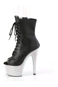 Pleaser BEJEWELED-1021-7 Black Faux Leather Ankle Boot in Black Faux Leather
