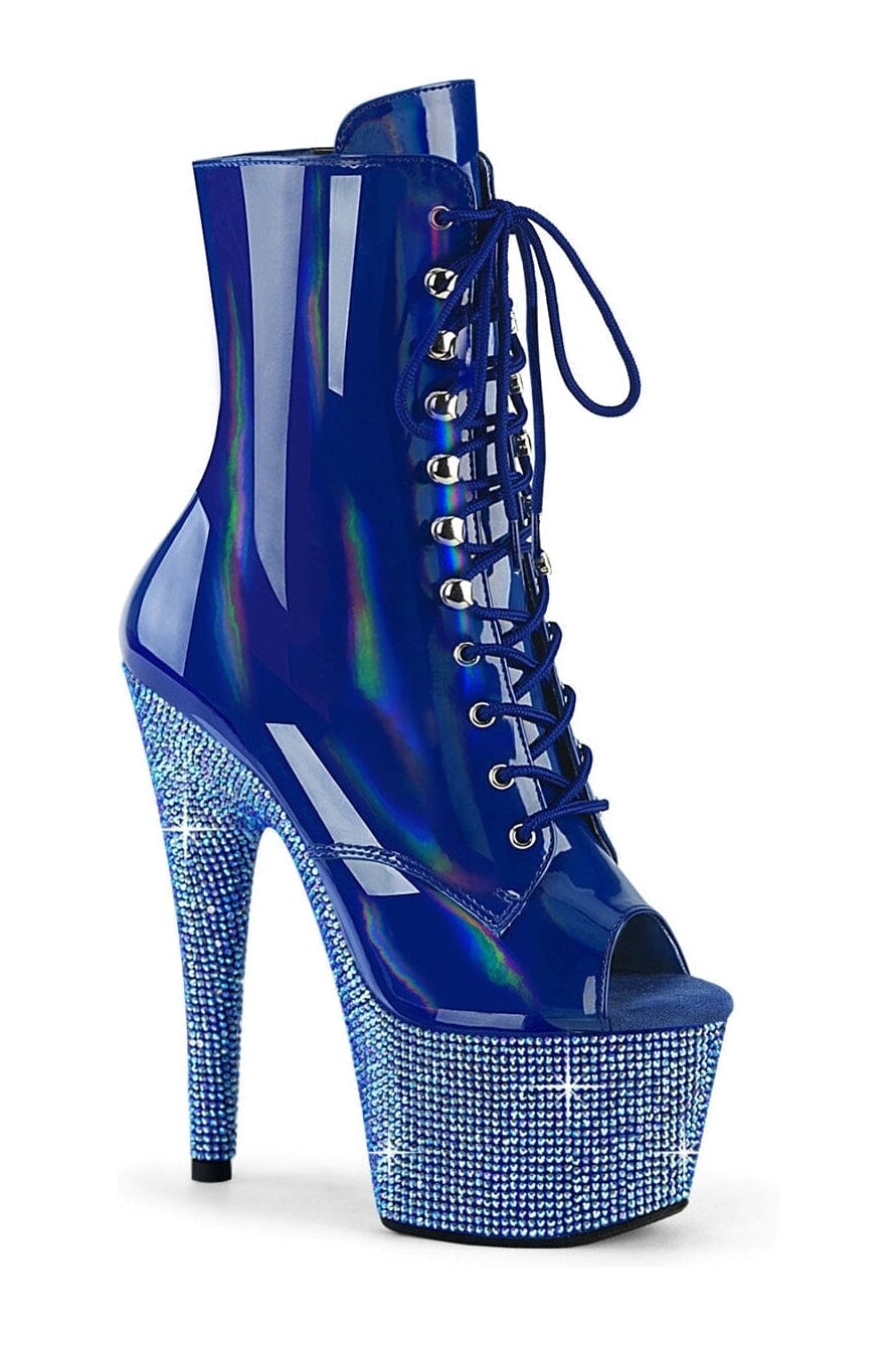 BEJEWELED-1021-7 Blue Patent Ankle Boot-Ankle Boots-Pleaser-Blue-10-Patent-SEXYSHOES.COM