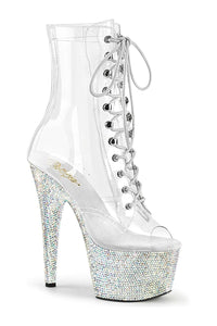 Pleaser BEJEWELED-1021C-7 Clear Vinyl Ankle Boot in Clear Vinyl from SexyShoes.com