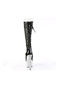 Pleaser BEJEWELED-2018-7 Black Faux Leather Knee Boot in Black Faux Leather