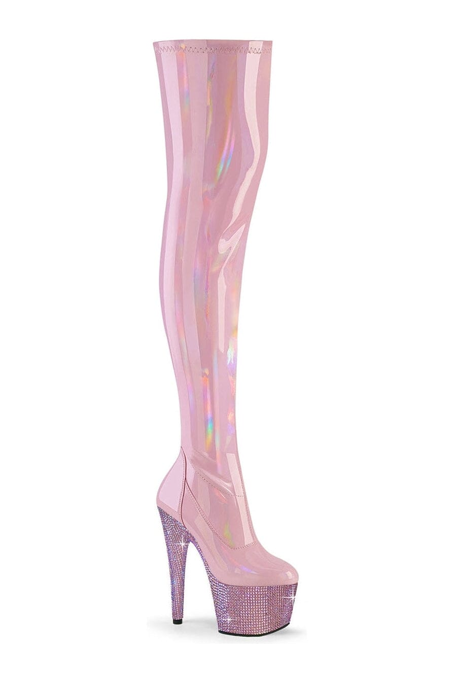 Pleaser BEJEWELED-3000-7 Pink Patent Thigh Boot in Pink Patent from SexyShoes.com