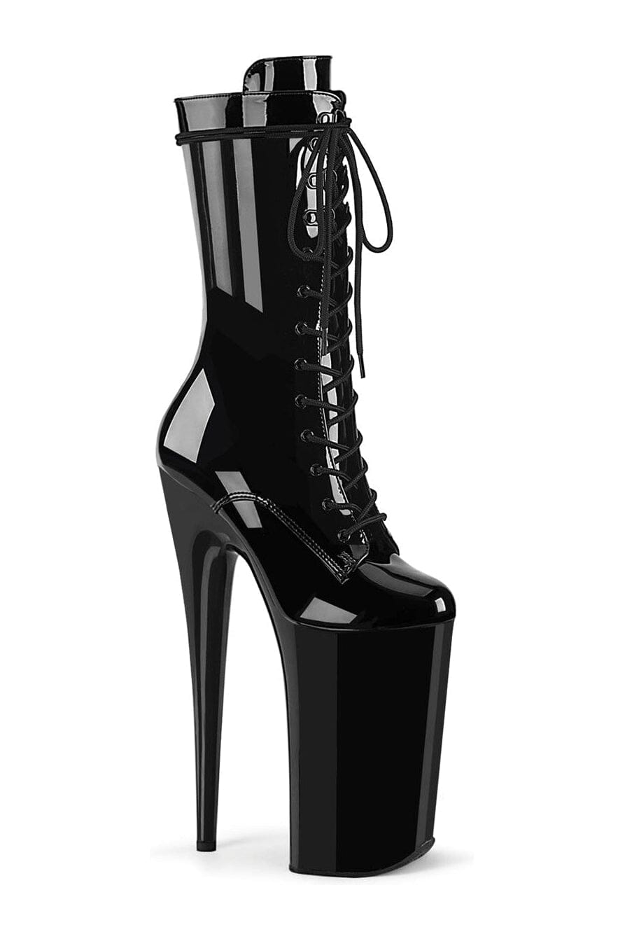 Pleaser BEYOND-1050 Black Patent Knee Boot in Black Patent from SexyShoes.com