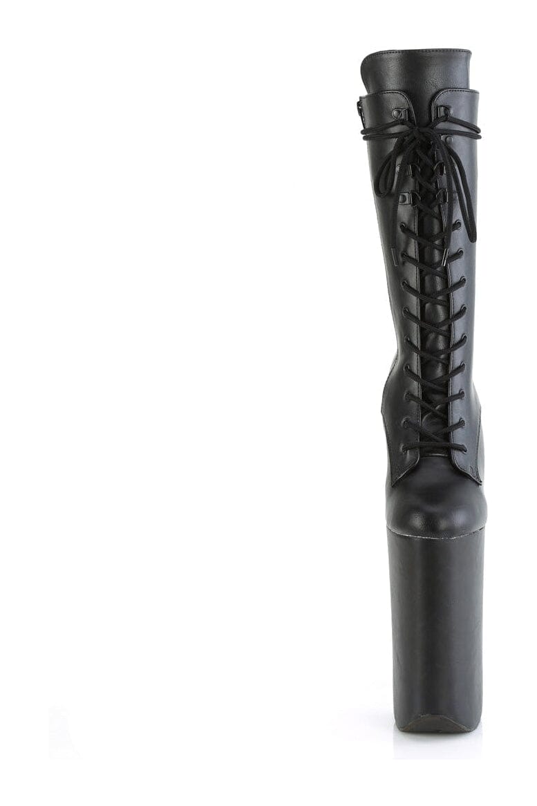 Pleaser BEYOND-1050WR Black Faux Leather Knee Boot in Black Faux Leather
