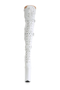 Pleaser BEYOND-3028 White Patent Thigh Boot in White Patent
