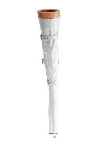 Pleaser BEYOND-3028 White Patent Thigh Boot in White Patent