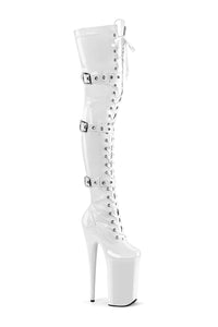 Pleaser BEYOND-3028 White Patent Thigh Boot in White Patent from SexyShoes.com
