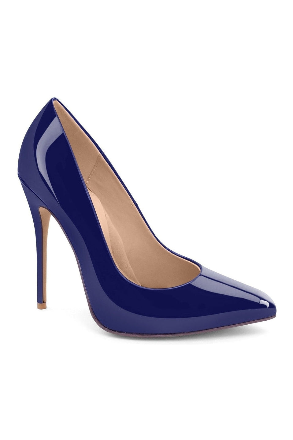 Sexyshoes Signature Sultry Low Cut Sky High Stiletto Heel Pump in Blue Patent from SexyShoes.com