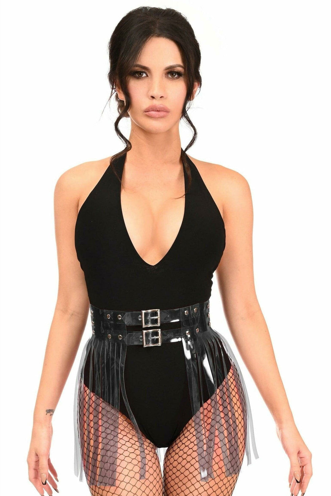 Black Clear Fringe Skirt-Fringe Skirts-Daisy Corsets-Clear-S-SEXYSHOES.COM