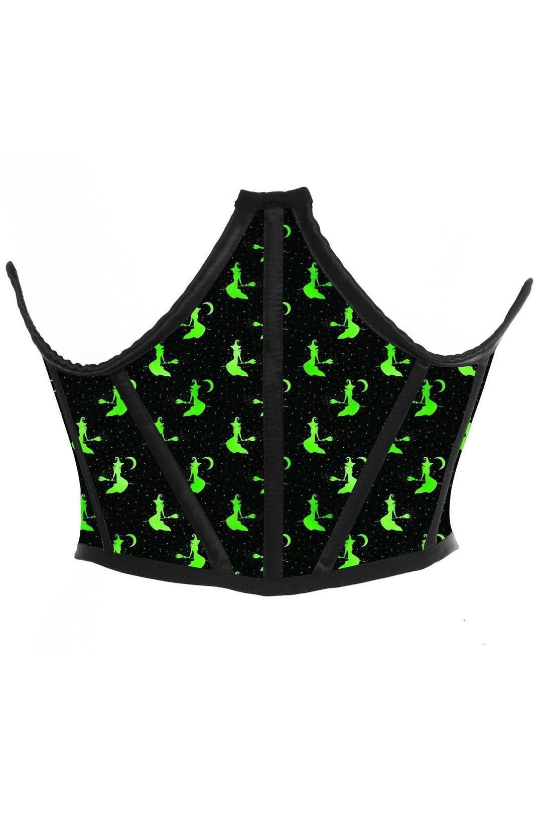 Black & Green Witches Satin Open Cup Waist Cincher-Devil Costumes-Daisy Corsets-Green-2X-SEXYSHOES.COM