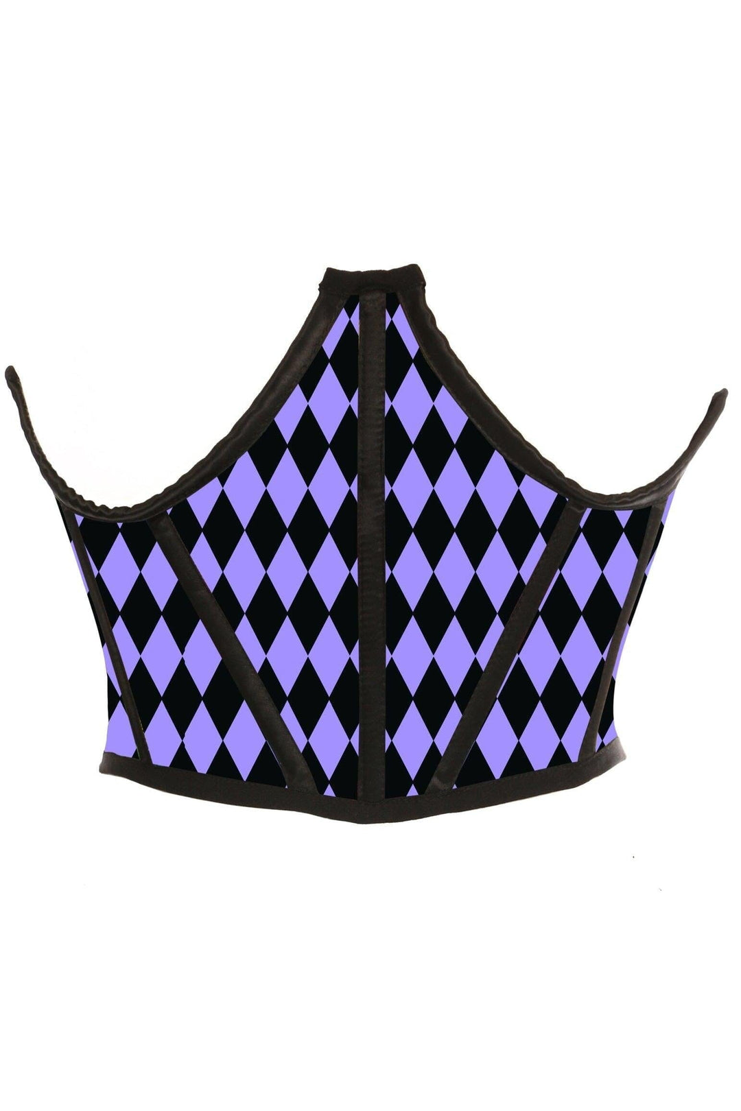 Black & Purple Diamond Satin Open Cup Waist Cincher-Devil Costumes-Daisy Corsets-Purple-2X-SEXYSHOES.COM