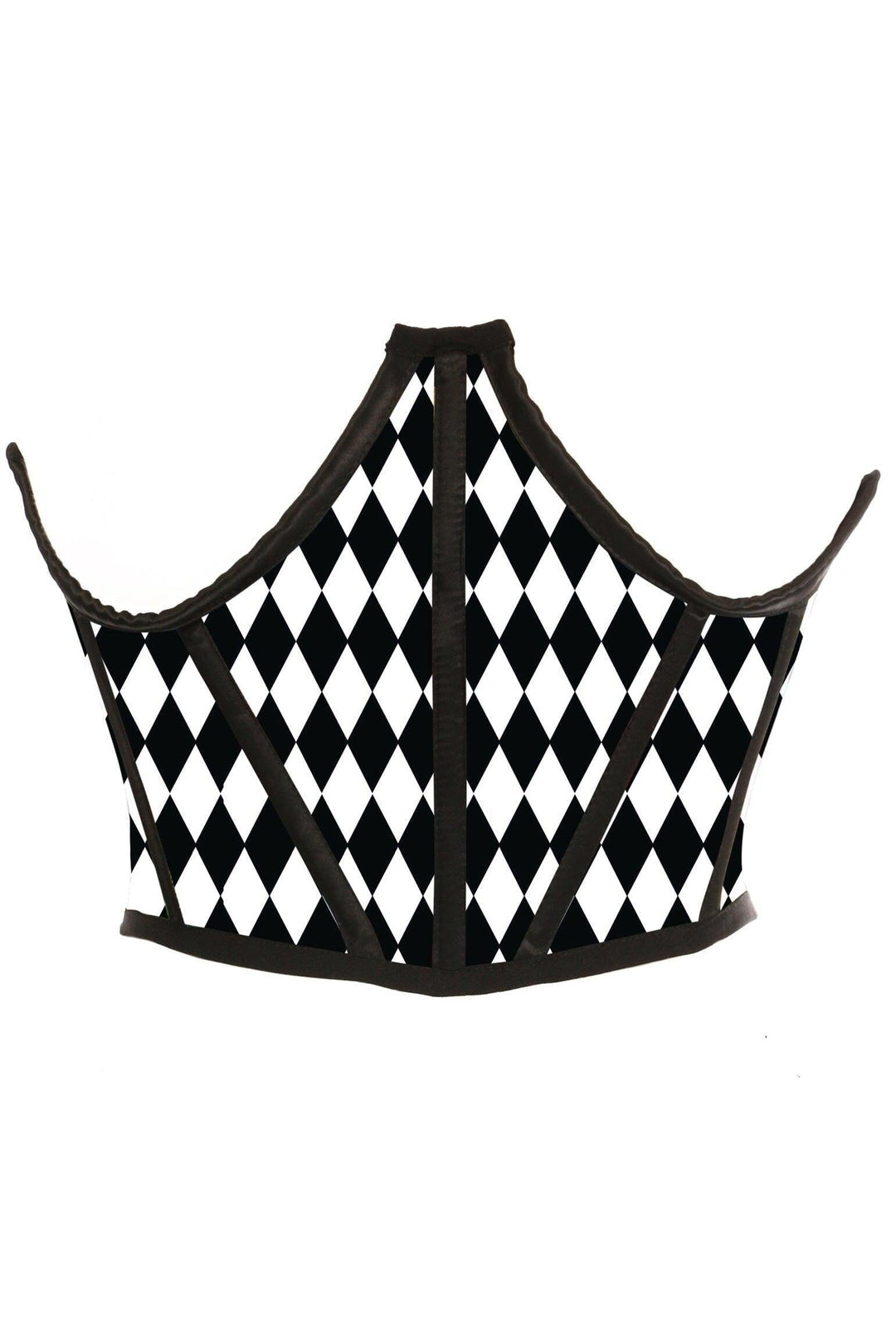 Black & White Diamond Satin Open Cup Waist Cincher-Devil Costumes-Daisy Corsets-White-2X-SEXYSHOES.COM