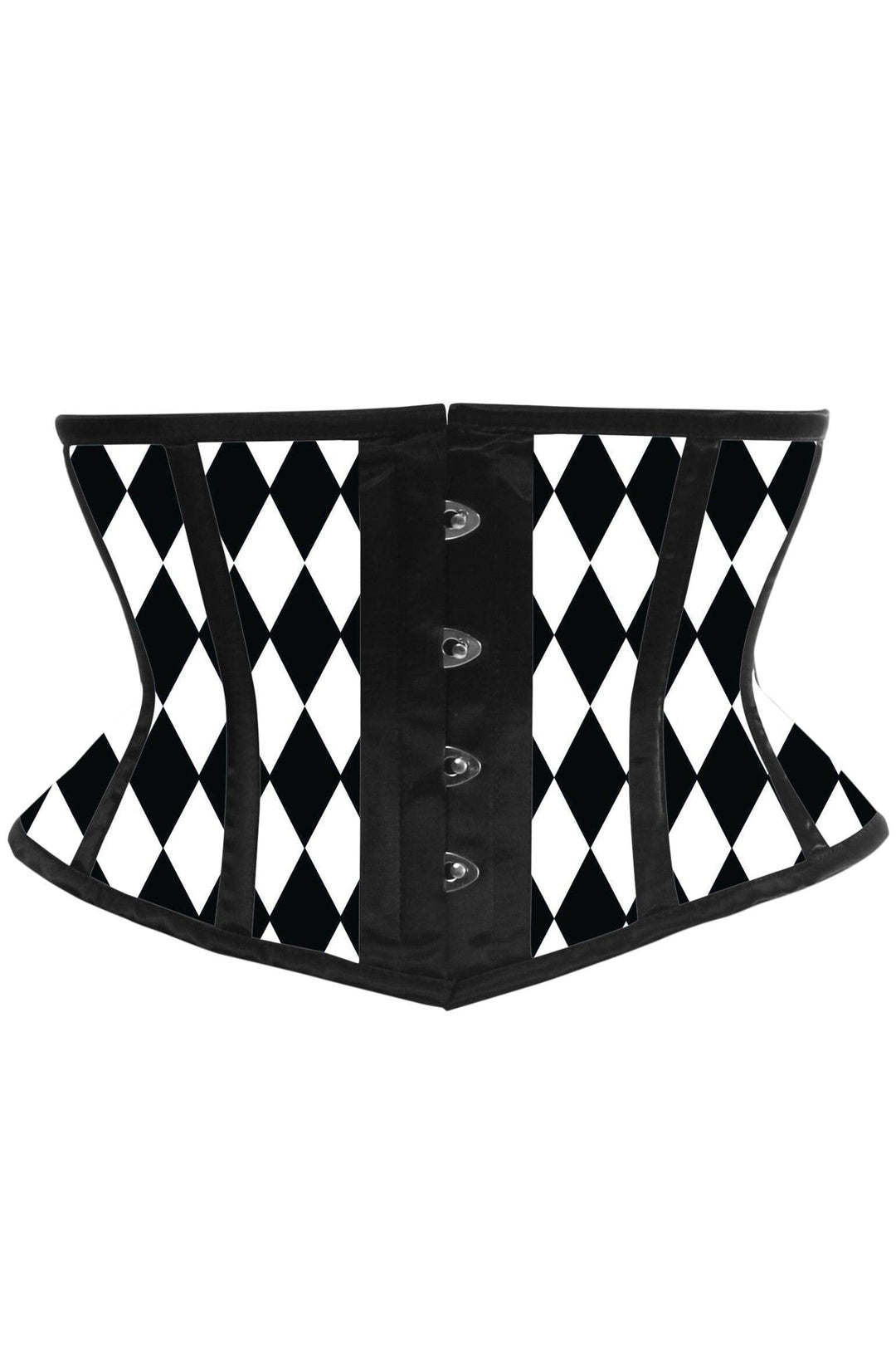 Black & White Diamond Waist Cincher Corset-Devil Costumes-Daisy Corsets-White-2X-SEXYSHOES.COM