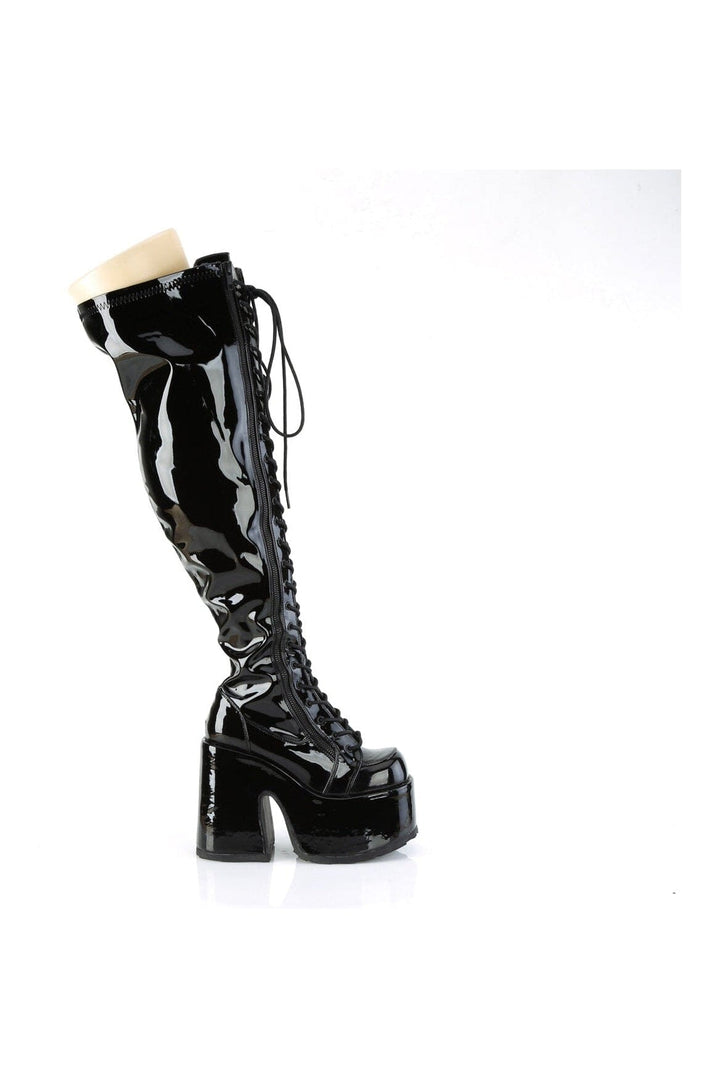 CAMEL-300WC Black Patent Thigh Boot-Thigh Boots-Demonia-SEXYSHOES.COM