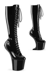 Pleaser CRAZE-2023 Black Patent Knee Boot in Black Patent from SexyShoes.com