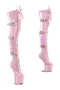 Pleaser CRAZE-3028 Pink Patent Thigh Boot in Pink Patent from SexyShoes.com