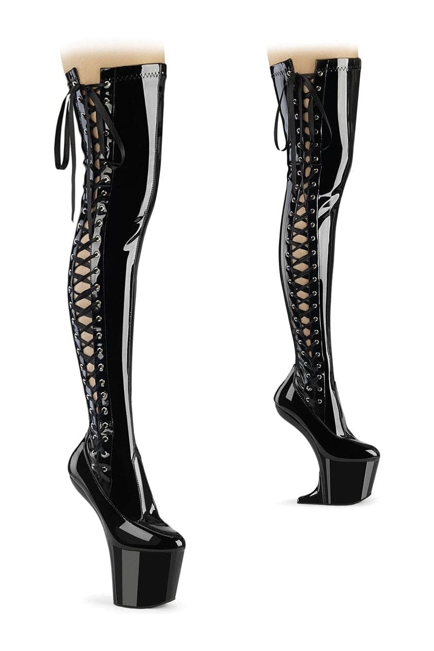 Pleaser Black Thigh Boots Platform Stripper Shoes | Buy at Sexyshoes.com