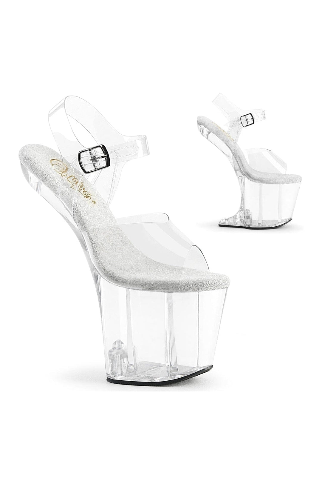 Pleaser CRAZE-808 Clear Vinyl Sandal in Clear Vinyl from SexyShoes.com