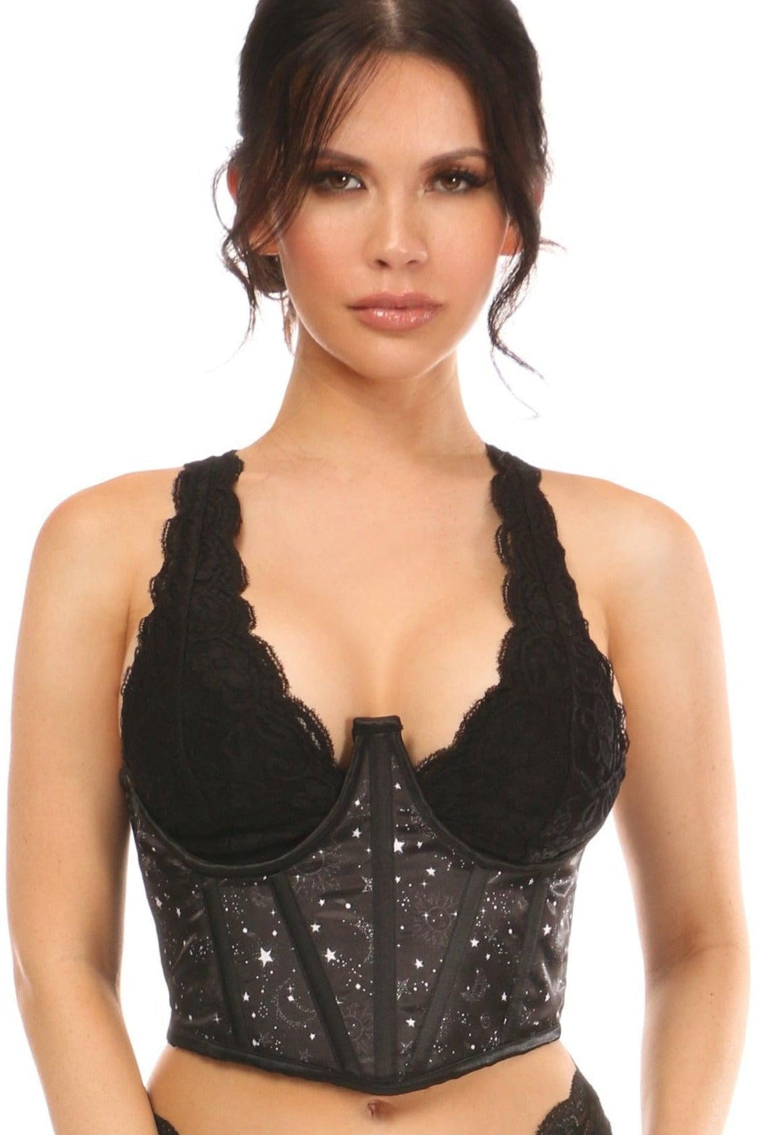 Celestial Satin Open Cup Waist Cincher-Waist Cincher-Daisy Corsets-Black-2X-SEXYSHOES.COM