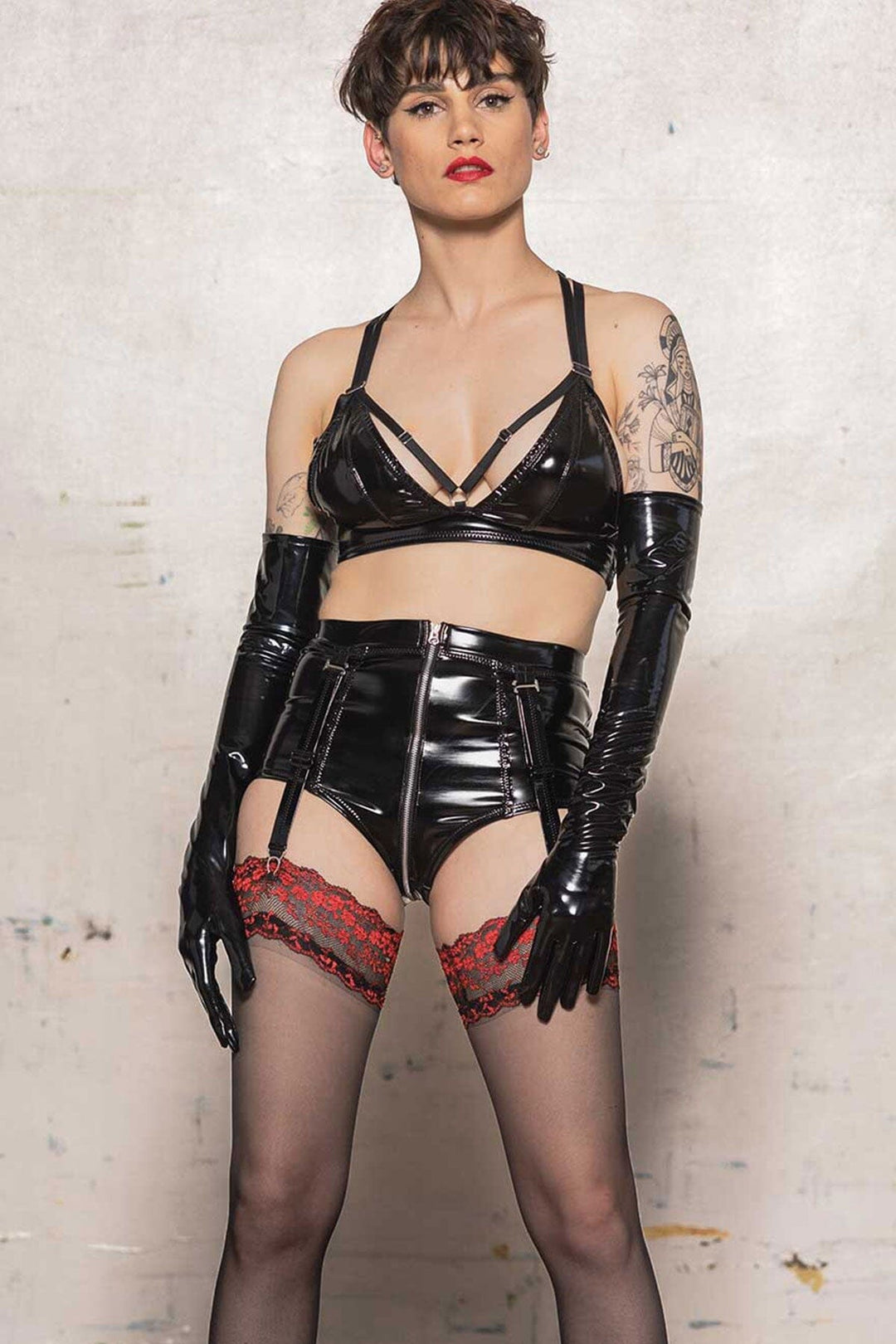 Crystal Shorty Vinyl-Fetish Shorts-Patrice Catanzaro-Black-XS-SEXYSHOES.COM