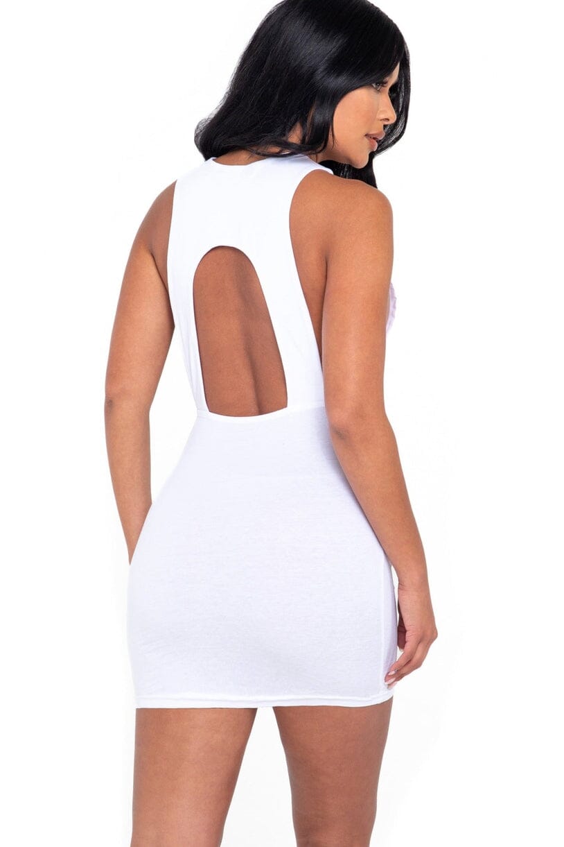 Roma Confidential Front Center Cutout W/High Neck Mini Dress in White