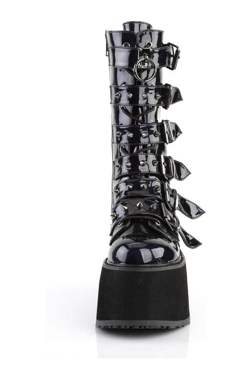 Demonia DAMNED-225 Black Hologram Patent Knee Boot in Black Hologram Patent