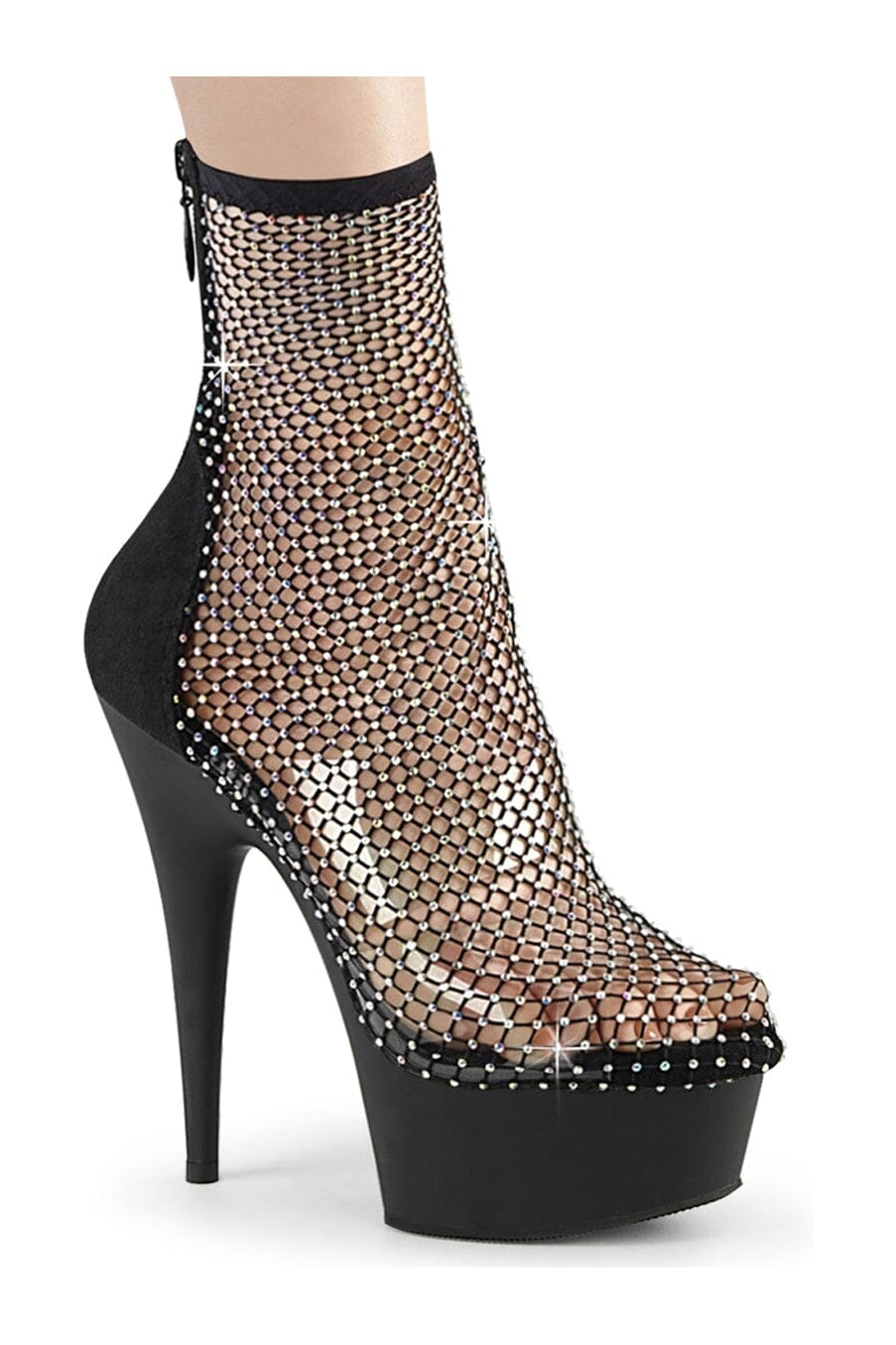 Pleaser DELIGHT-1009 Black Faux Suede Ankle Boot in Black Faux Suede from SexyShoes.com