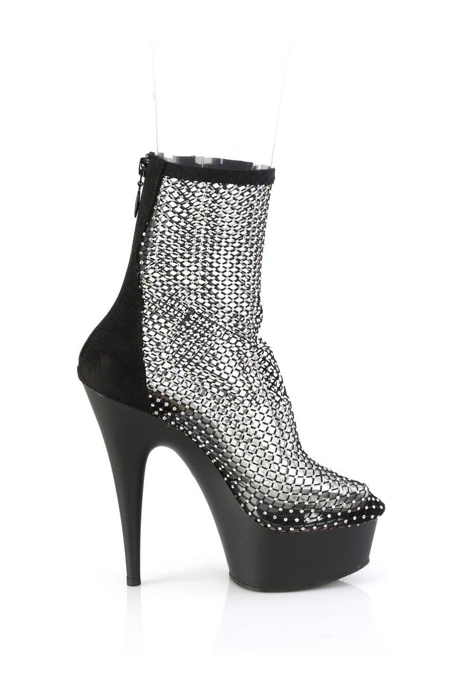 Pleaser DELIGHT-1009 Black Faux Suede Ankle Boot in Black Faux Suede