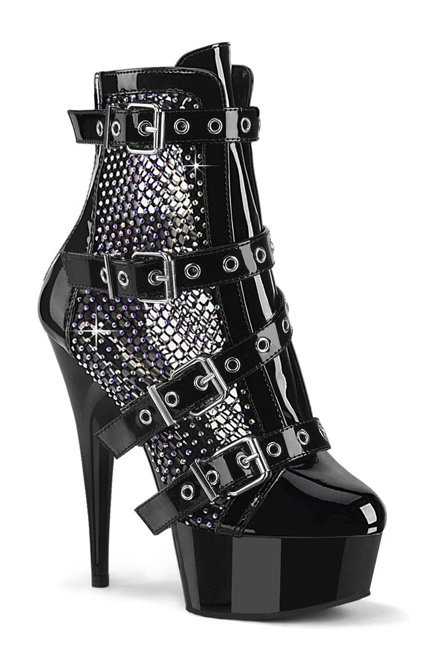 Pleaser DELIGHT-1013RM Black Patent Ankle Boot in Black Patent from SexyShoes.com