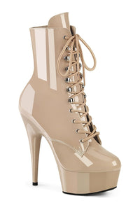Pleaser DELIGHT-1020 Nude Patent Ankle Boot in Nude Patent from SexyShoes.com