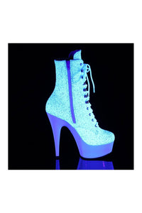 Pleaser DELIGHT-1020LG White Glitter Ankle Boot in White Glitter