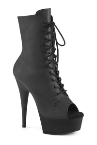 Pleaser DELIGHT-1021 Black Faux Leather Ankle Boot in Black Faux Leather from SexyShoes.com
