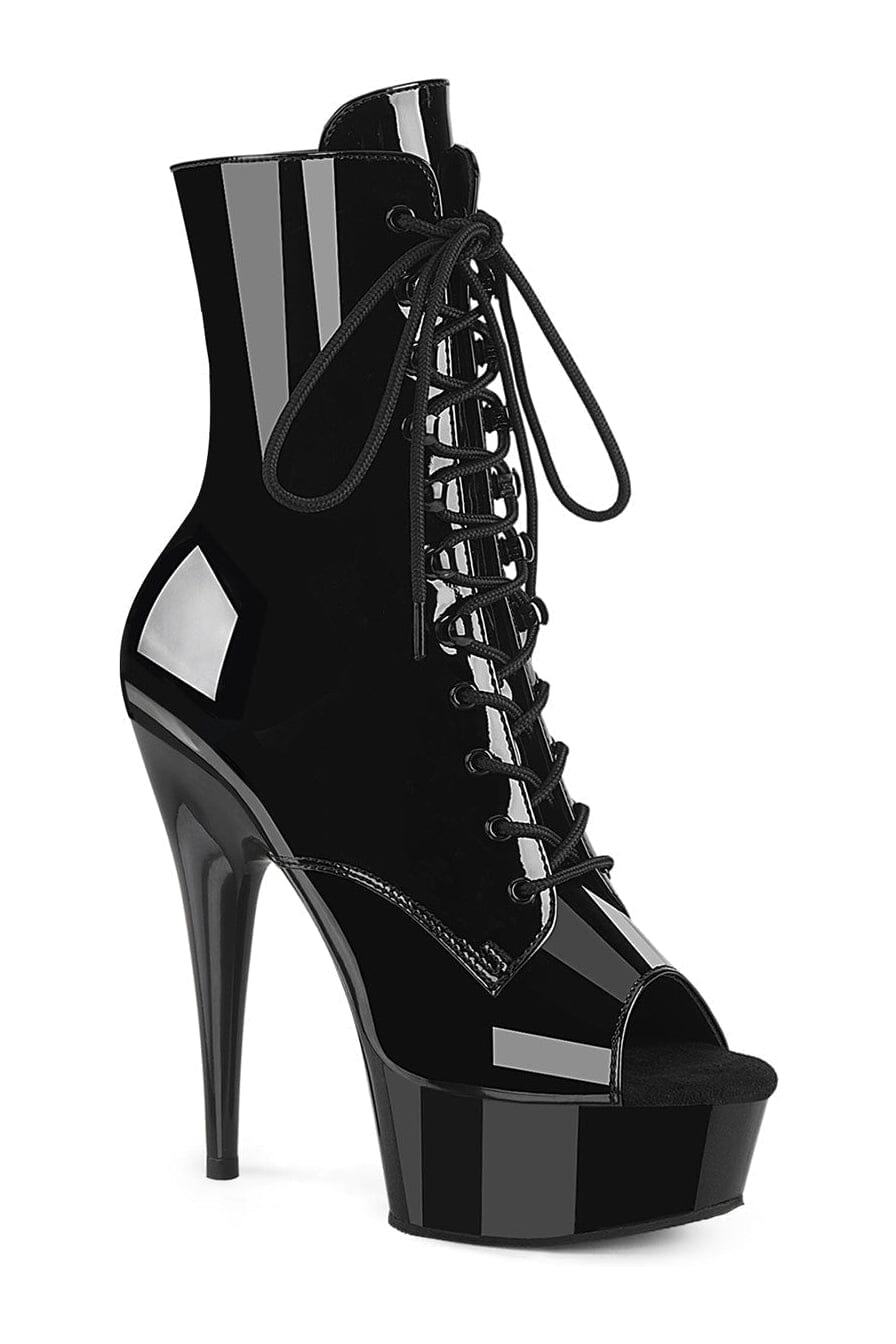 Pleaser DELIGHT-1021 Black Patent Ankle Boot in Black Patent from SexyShoes.com