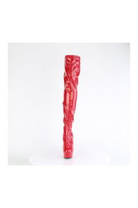 Pleaser DELIGHT-3000HWR Red Patent Thigh Boot in Red Patent