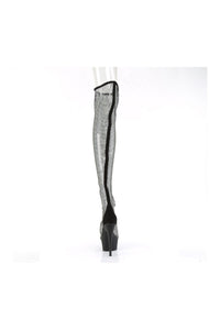 Pleaser DELIGHT-3009 Black Faux Suede Thigh Boot in Black Faux Suede